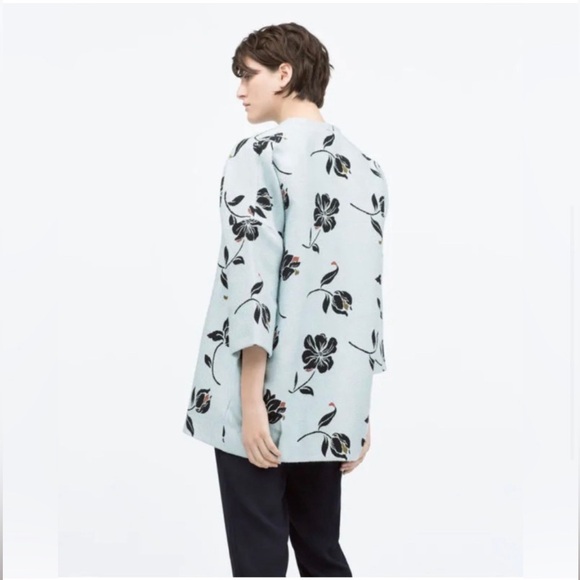 ZARA MANTEL JACKE BLUMEN KIMONO FLORAL PRINT JACQUARD COAT - Picture 15 of 15